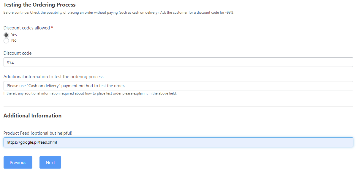 Test Order Information